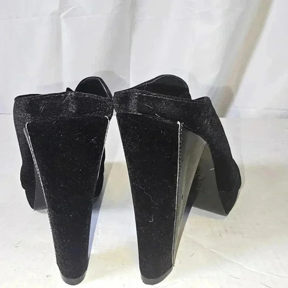 Adrianna Papell Garret Mules Black Velvet Womens SZ 10